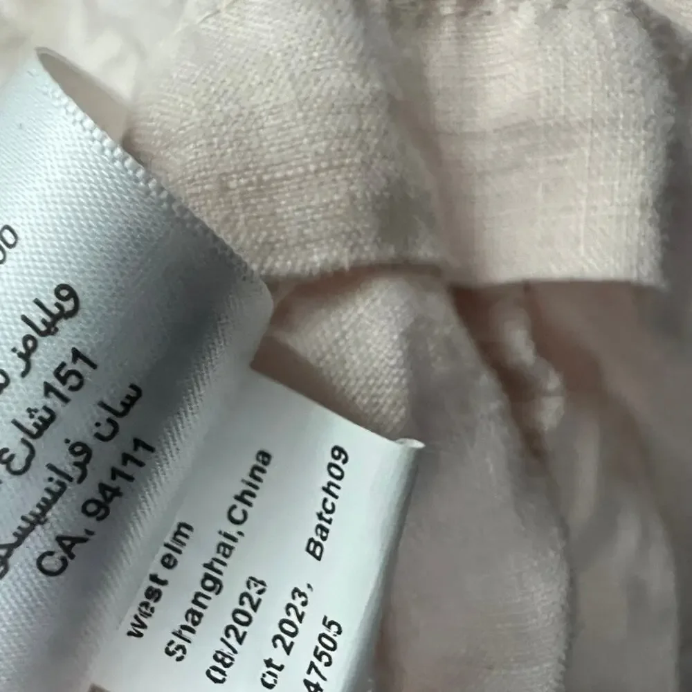 West Elm European Flax Linen Pom Pom Sham Pink Tan Lot of 3
